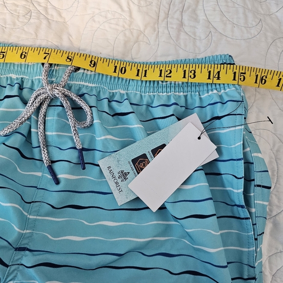Rainforest Blue Striped Swim Trunks Men's Size Small NWT - Picture 9 of 10